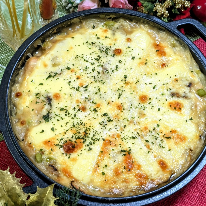 トロトロ♪ゴーダチーズと塩こんぶの長芋味噌グラタン